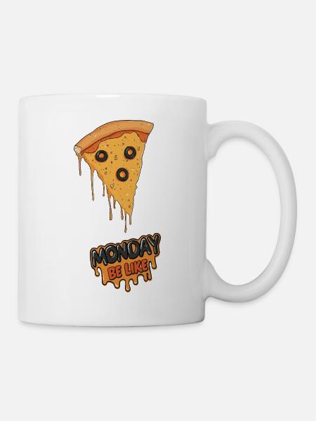 Monday Be Like – Lustiges Pizza-Motiv- Oliven - Tasse - Weiß