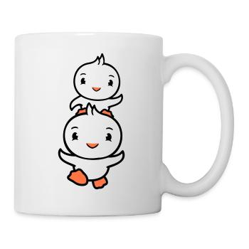 2 Canards Papa Bébé Enfant Piggyback Running Head Fun - Mug blanc - blanc - Droite