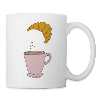 kaffee und croissant - Tasse - Weiß - Rechts