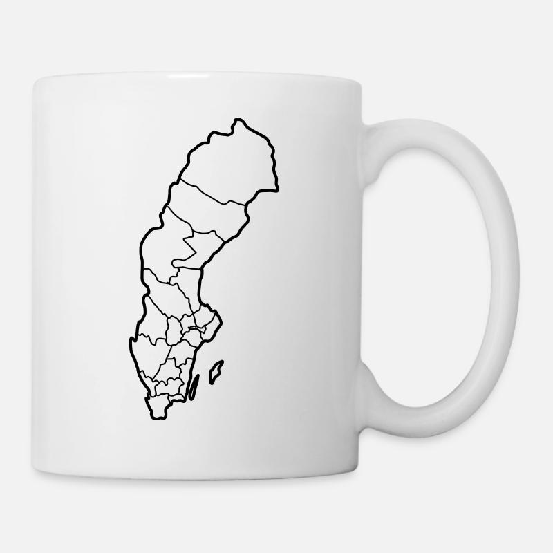 Carte de la Suède en noir - Mug blanc - blanc
