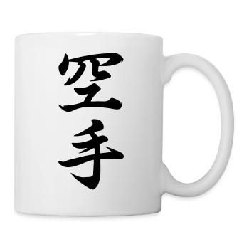 Karate Zeichen – Japanisches Kanji Brush Art, Budo - Tasse - Weiß - Rechts