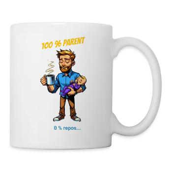 100 % parent 0 %repos - Mug blanc - blanc - Droite