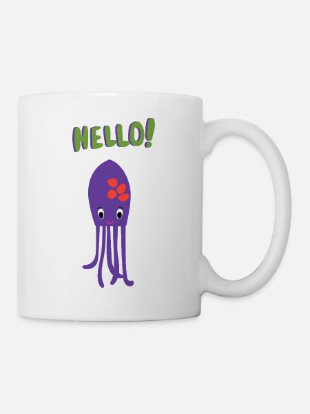 Tintenfisch sagt Hallo - Geschenkidee - Baby - Tasse - Weiß