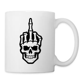 Skeleton middle finger - Mug - white - Right