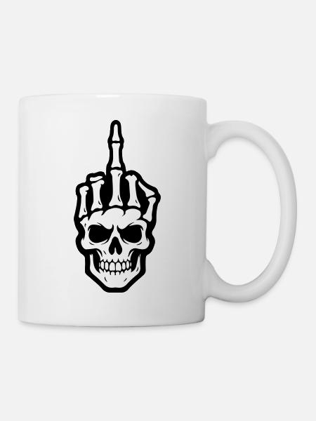 Skelett Mittelfinger - Tasse - Weiß