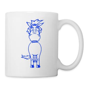 Pferd Ängstlich Komisch Lustige Grimasse Cartoon - Tasse - Weiß - Rechts