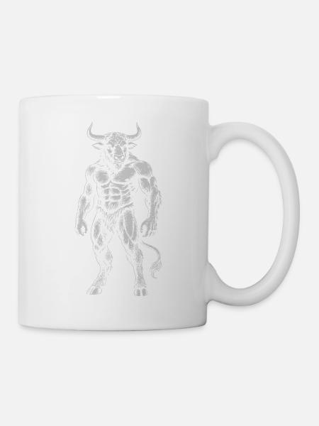 Mythische Minotaurus-Tinte Illustration - Tasse - Weiß
