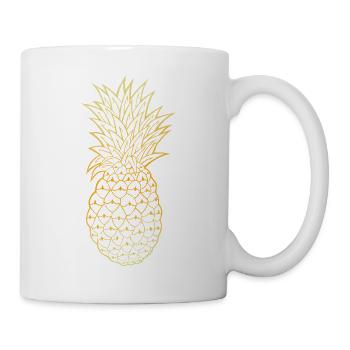 Gold Umriss Ananas Tropisches Design - Tasse - Weiß - Rechts