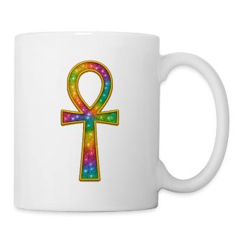 Sparkling Ankh symbol with rainbow colors - Mug - white - Right