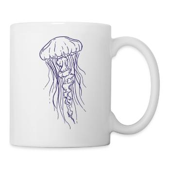 Jellyfish Line Art Illustration  - Tasse - Weiß - Rechts