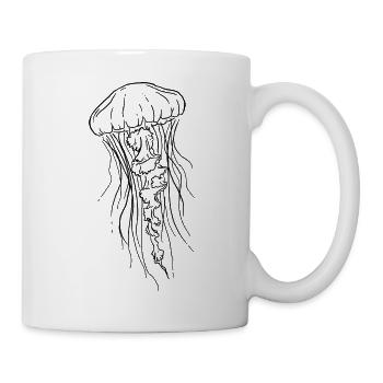Jellyfish Line Art Illustration  - Tasse - Weiß - Rechts