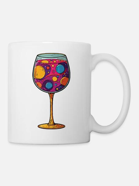 Weinglas Symbol Bunt - Tasse - Weiß
