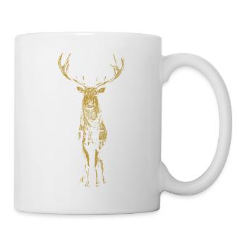 Orange Sparkle Deer Detailed Drawing - Mug - white - Right