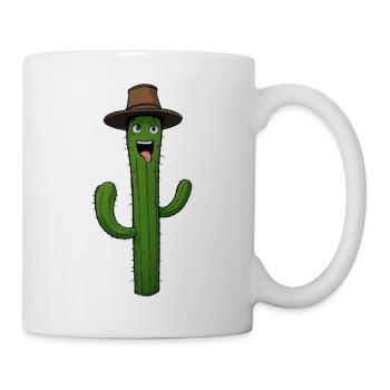 Cartoon Kaktus mit Hut - Tasse - Weiß - Rechts