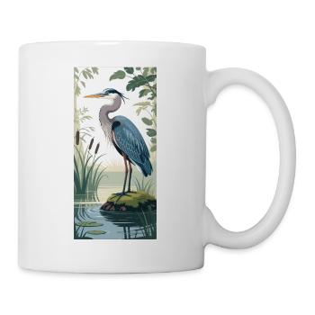 Jeune héron cendré dans la nature - Mug blanc - blanc - Droite