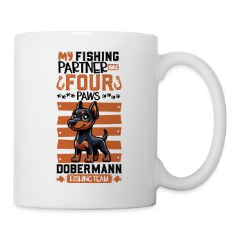 Fishing and Doberman - Mug - white - Right