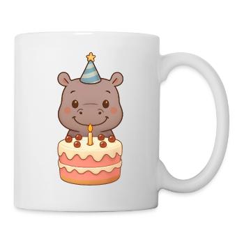 Little Hippo with Birthday Cake - Mug - white - Right