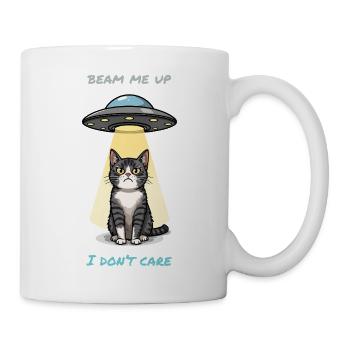 Irritated Cat & UFO Beam – “Beam Me Up” Meme - Mug - white - Right