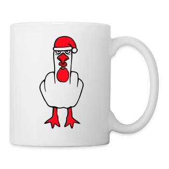 Seagull Middle Finger Fuck You Angry Christmas - Mug - white - Right