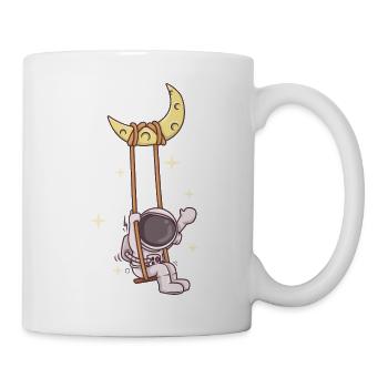 Astronautenschaukel auf der Mondsichel - Tasse - Weiß - Rechts