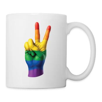 PRIDE PEACE HAND - peace & love - Mug - white - Right