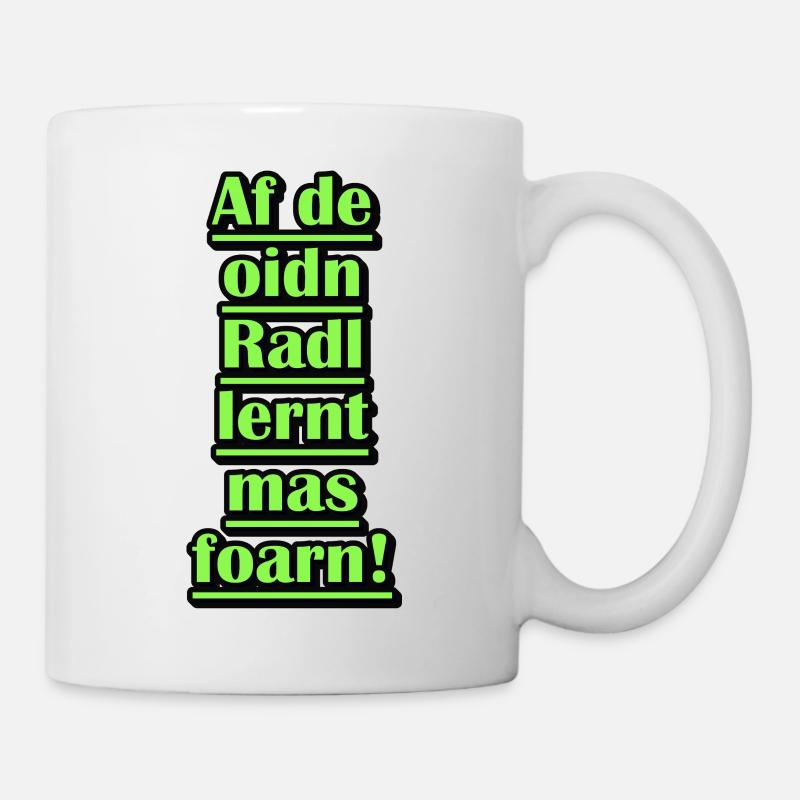 Citation d’apprentissage du vélo en vert néon - Mug blanc - blanc