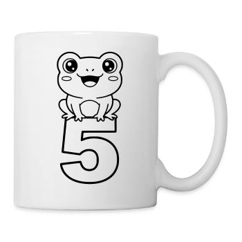 Grenouille joyeuse avec le chiffre 5 (dessin animé) - Mug blanc - blanc - Droite