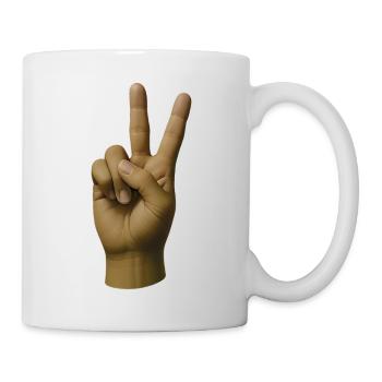 FRIEDENS-HAND #1 – Frieden & Liebe - Tasse - Weiß - Rechts