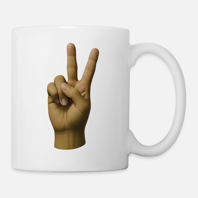 FRIEDENS-HAND #1 – Frieden & Liebe - Tasse - Weiß