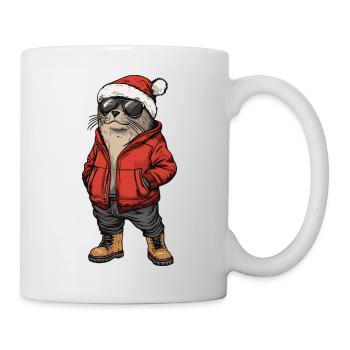 Robbe Tier Weihnachten Winter - Tasse - Weiß - Rechts