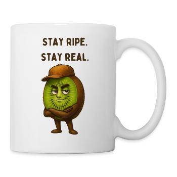 Kiwi with hat: Stay Ripe Stay Real - Mug - white - Right