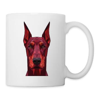 Geometrischer Hundeportrait Rot - Tasse - Weiß - Rechts