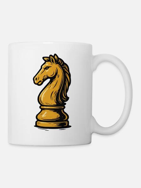 Pferd Schach Figur - Tasse - Weiß