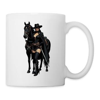Femme Zorro avec cheval noir 2 - Mug blanc - blanc - Droite