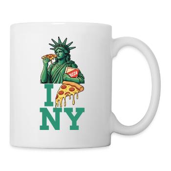 J’adore la pizza de New York : Déclaration drôle d’amoureuse de la nourriture - Mug blanc - blanc - Droite