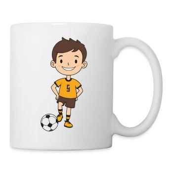 Kicker Junge im Orangen Trikot - Tasse - Weiß - Rechts
