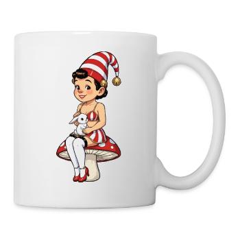 Leprechaun girl with rabbit - Mug - white - Right