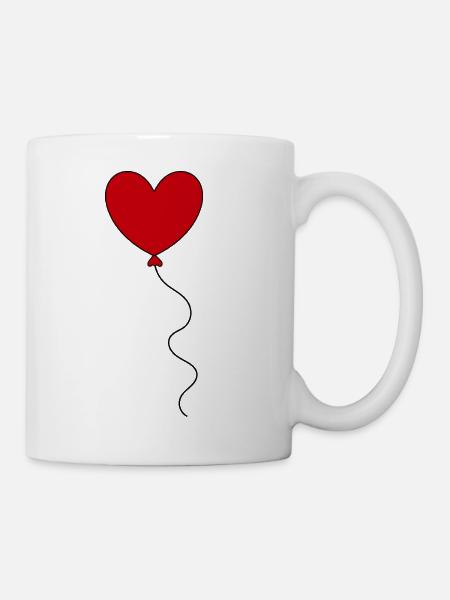 Valentinstag Rotes Herz, Valentinstag - Tasse - Weiß