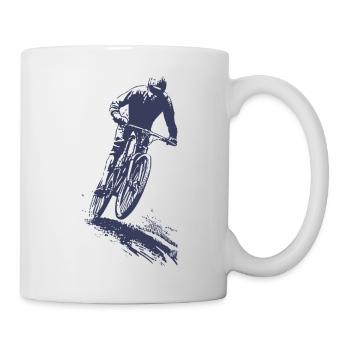 Mountain bike silhouette in jump - Mug - white - Right
