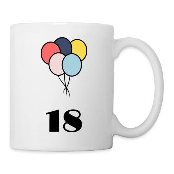 18. 18 JAHRE ALT. 18-JÄHRIGES JUBILÄUM. 18. GEBURTSTAG. - Tasse - Weiß - Rechts