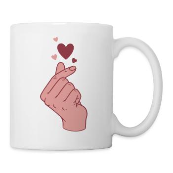 Kpop Finger Heart Korean Pop Cute Love Korean - Mug - white - Right