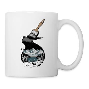  Magischer Hirsch Vor Bergsee In Winterlicher - Tasse - Weiß - Rechts