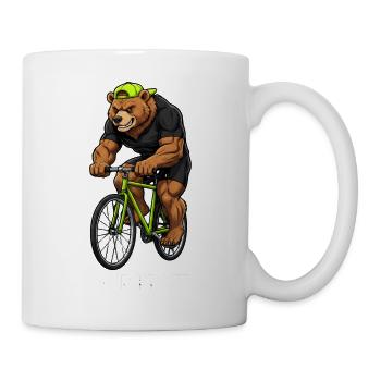 Cyclist Road Bike Mountain Bike Cool Bear Bicycle - Mug - white - Right