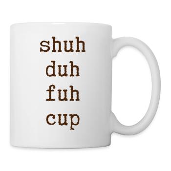 Rust-colored word art on mug - Mug - white - Right