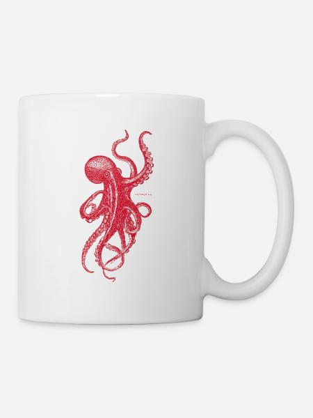Roter Oktopus - Tasse - Weiß
