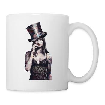 Femme fascinante avec un haut-de-forme dans le - Mug blanc - blanc - Droite