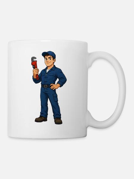 Klempner mit Schraubenschlüssel - Tasse - Weiß