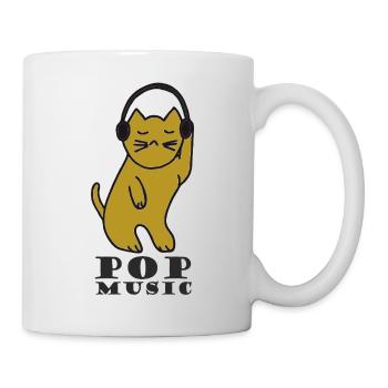 Cat DJ with headphones - Mug - white - Right