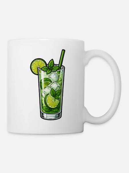 Minze Limette Mojito Illustration - Tasse - Weiß