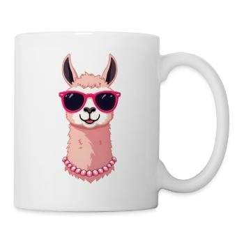Lama mit Sonnenbrille - Tasse - Weiß - Rechts